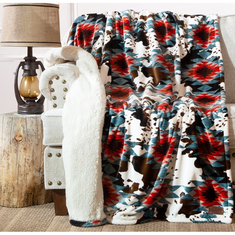 Throw Southwest Cowhide Plush