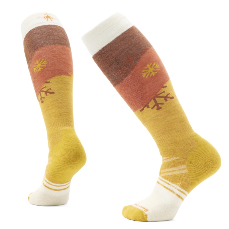 Women’s Ski Full Cushion Snowpocalypse Pattern Over-the-Calf Sock – Honey Gold