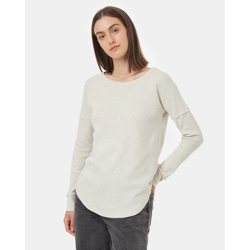 Women’s TreeWaffle Crew Long-Sleeve – Vintage White Heather
