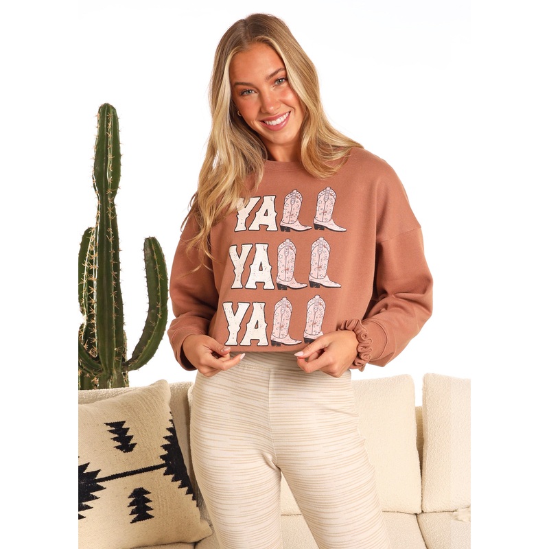 Y’all Graphic Pullover|Brown|S|M|L|XL