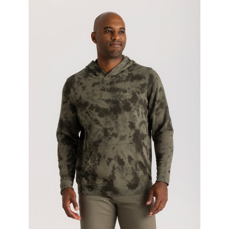 Men’s Embroidered Logo Fleece Hoodie – Fatigue Tie Dye