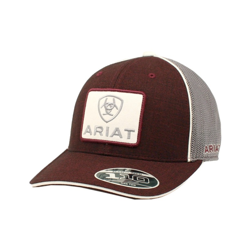 Mens FlexFit Logo Patch Snapback Ball Cap – Burgundy
