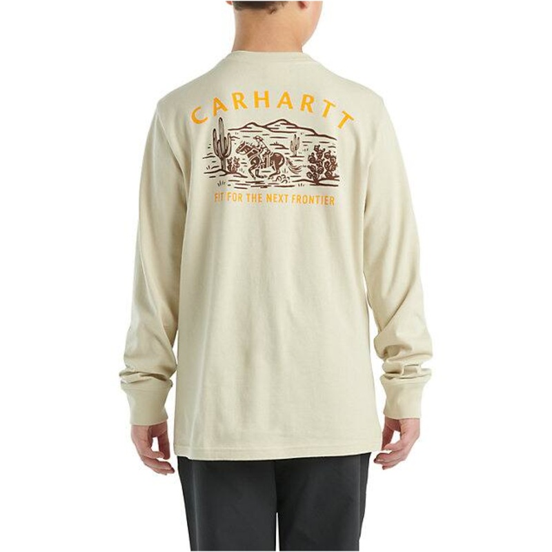 Boys’ Long-Sleeve Graphic Pocket T-Shirt – Sand