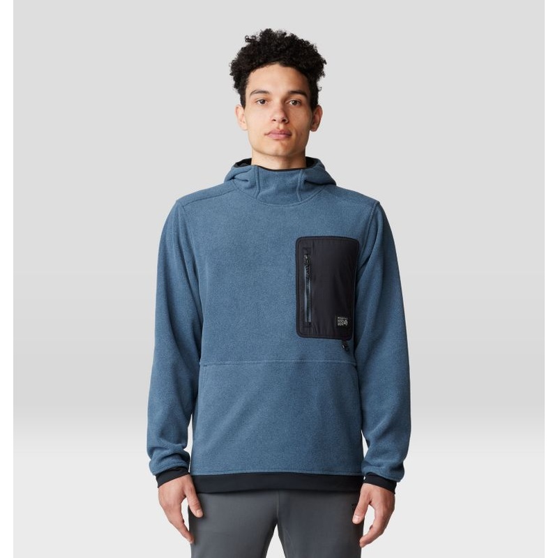 Men’s First Tracks Fleece Pullover Hoodie – Moon Blue Heather/Black