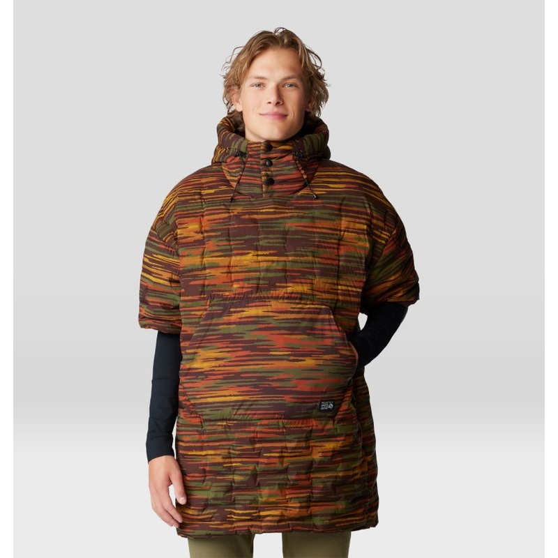 Stretchdown Poncho – Iron Oxide Stria Print