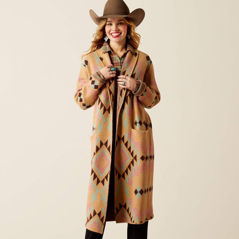 Sunset Chic Blanket Coat – Spark Geo Jacquard