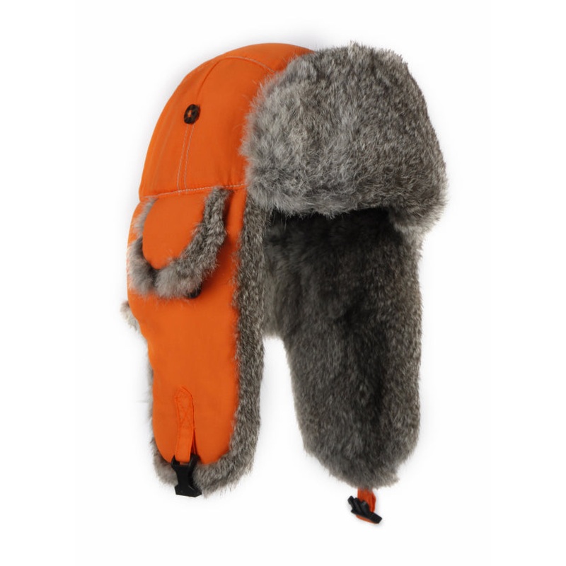 Supplex Bomber – Blaze Orange with Grey Rabbit Fur