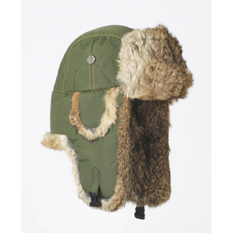 Supplex Bomber Hat – Olive with Brown Rabbit Fur
