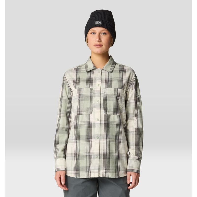 Women’s Dolores Flannel Long-Sleeve Shirt – White Sage Starlights Plaid