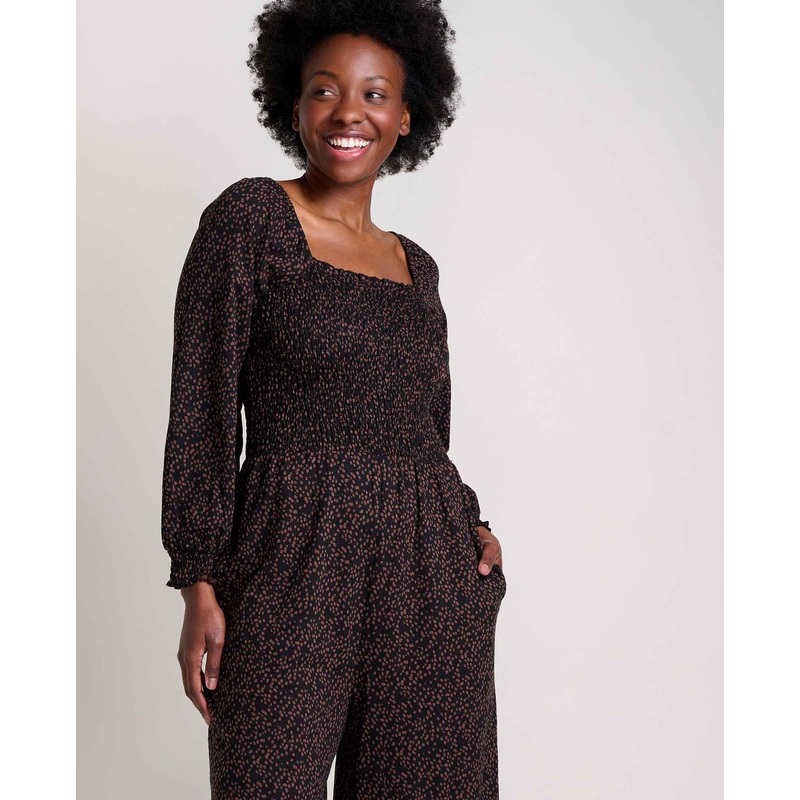 Women’s Gemina Long-Sleeve Jumpsuit – Black Dot Print