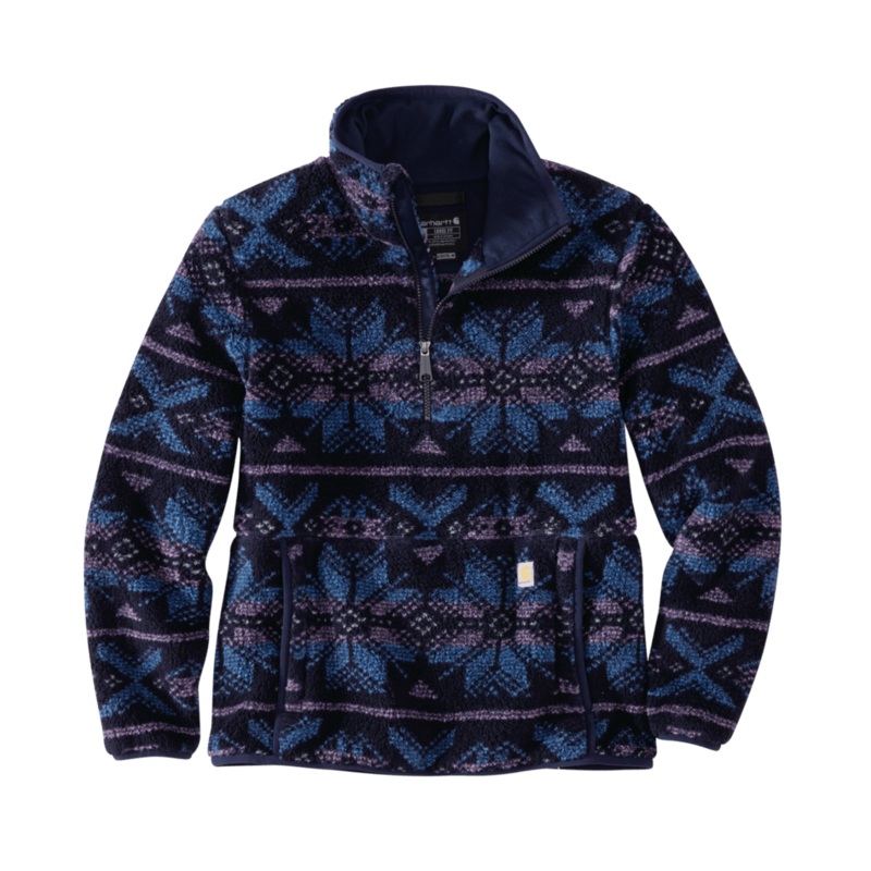 Women’s Loose Fit Fleece Pullover – Navy Fairisle