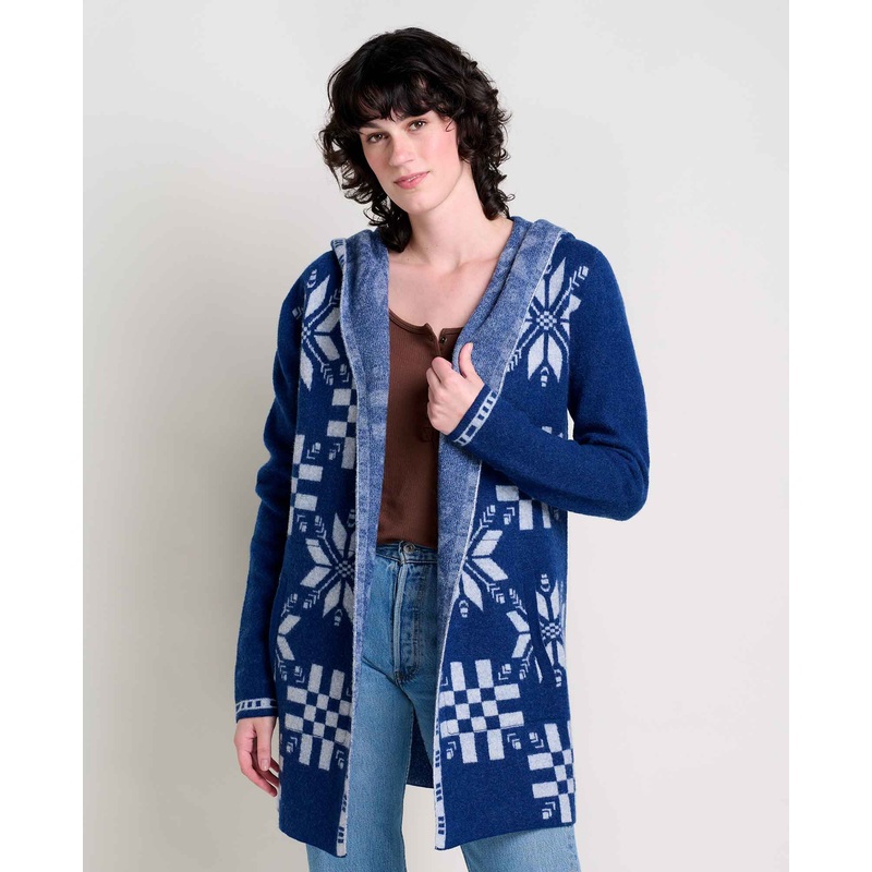 Women’s Merino Heartfelt Hoodie – Midnight Snowflakes