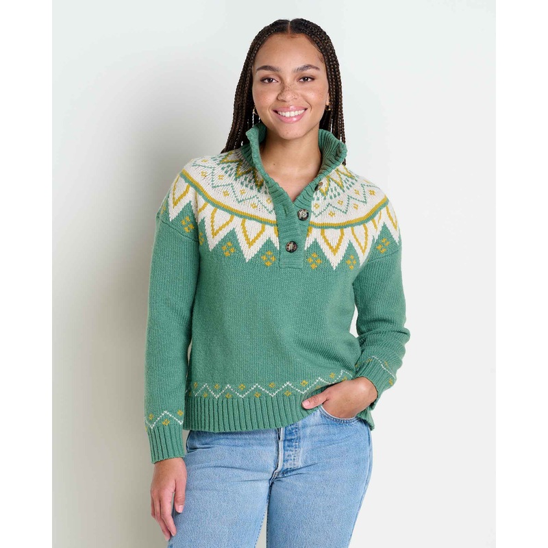 Women’s Moss Point Henley Sweater – Ivy Fair Isle