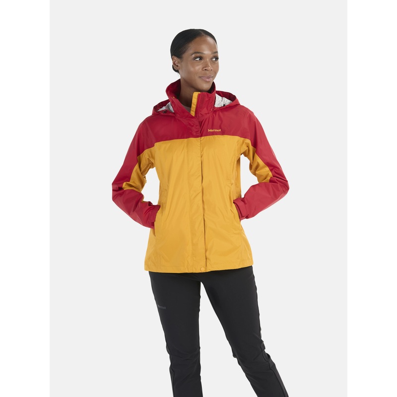 Women’s PreCip Eco Jacket – Golden Sun/Team Red