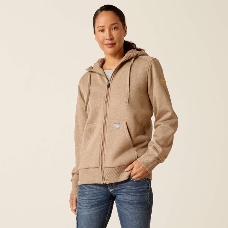 Women’s Rebar All-Weather Sherpa Full Zip Hoodie – Oatmeal Heather