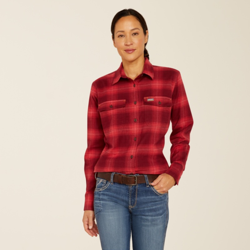 Women’s Rebar Flannel DuraStretch Work Shirt – Tibetan Red