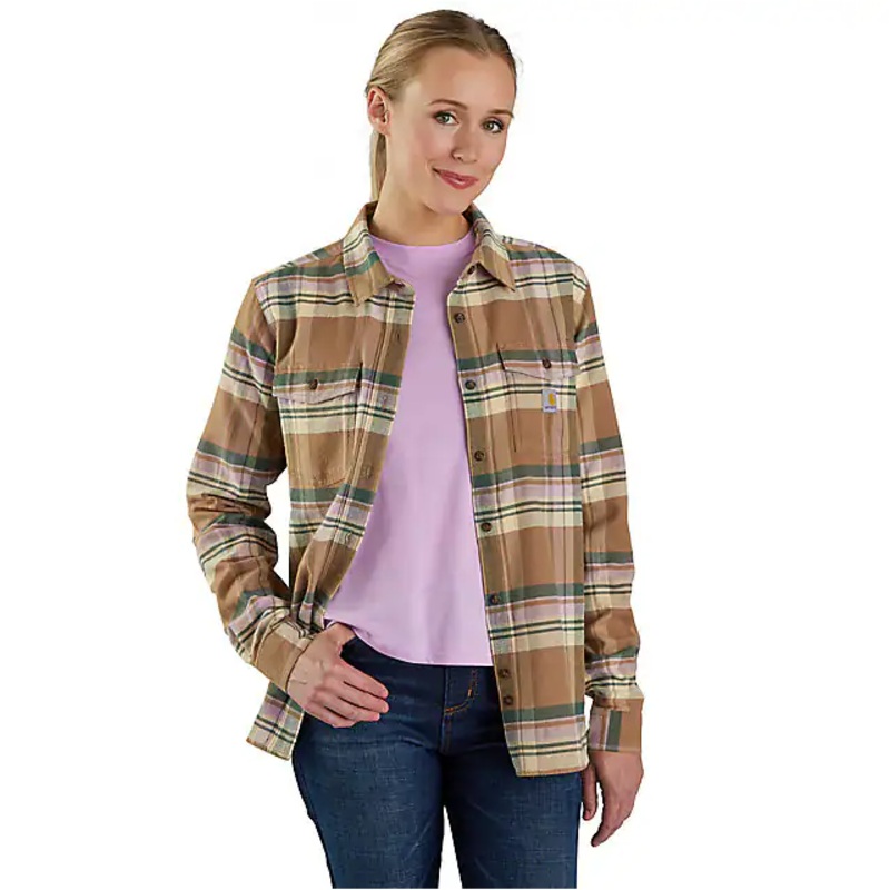 Women’s TENCEL Fiber Series Relaxed Fit Long-Sleeve Flannel Shirt – Flaxseed