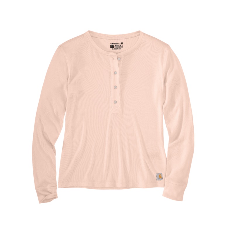 Women’s TENCEL Fiber Series Relaxed Fit Long-Sleeve Ribbed Henley Shirt – Georgia Peach