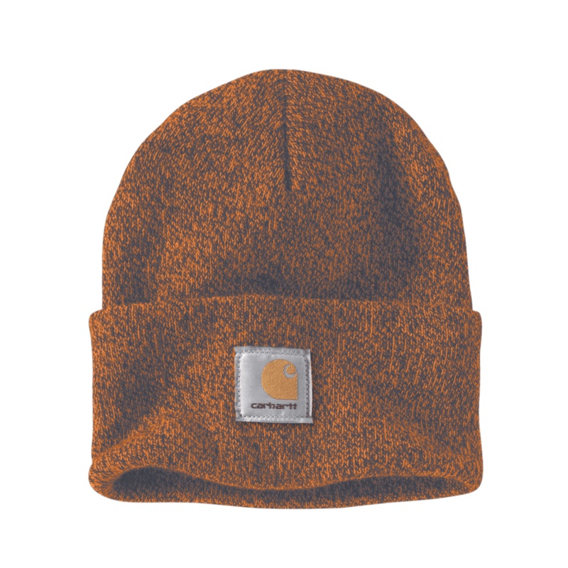 Knit Cuffed Beanie – Rust / Coal Marl