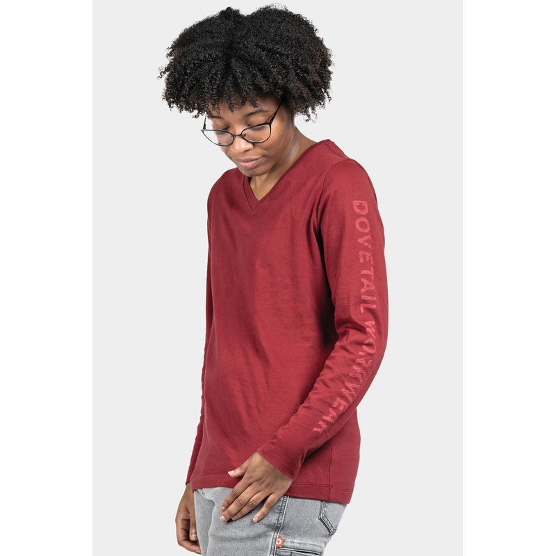 Long Sleeve V-Neck Tee – Currant