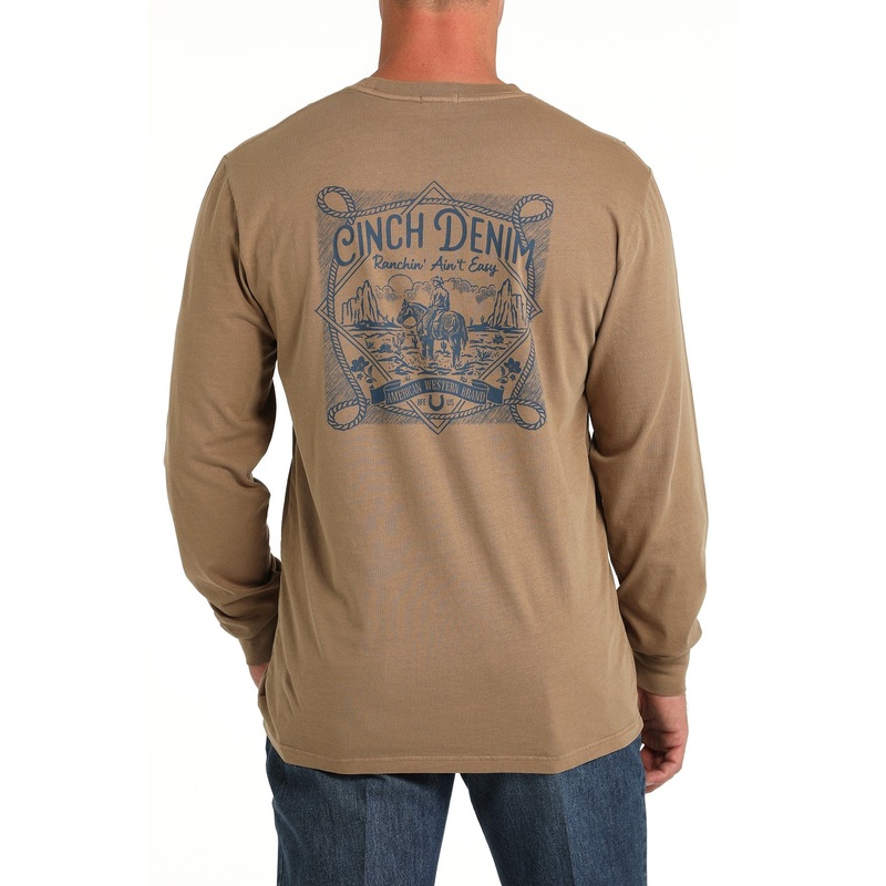 Men’s Cinch Ranchin Ain’t Easy Tee – Khaki – (MTK1721014)