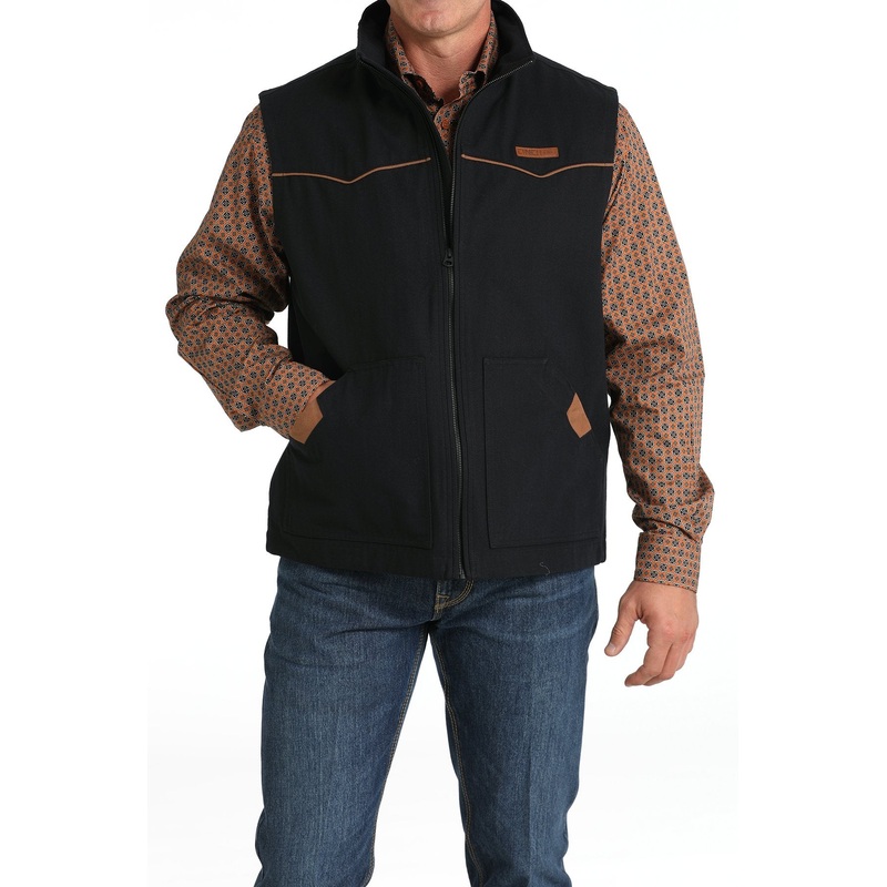 Men’s Wax Coated Canvas Vest – Black – (MWV1908001)