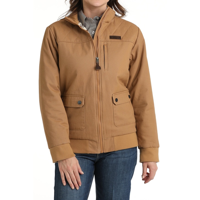 Women’s Canvas Bomber Jacket – Brown – (MAJ9901001)