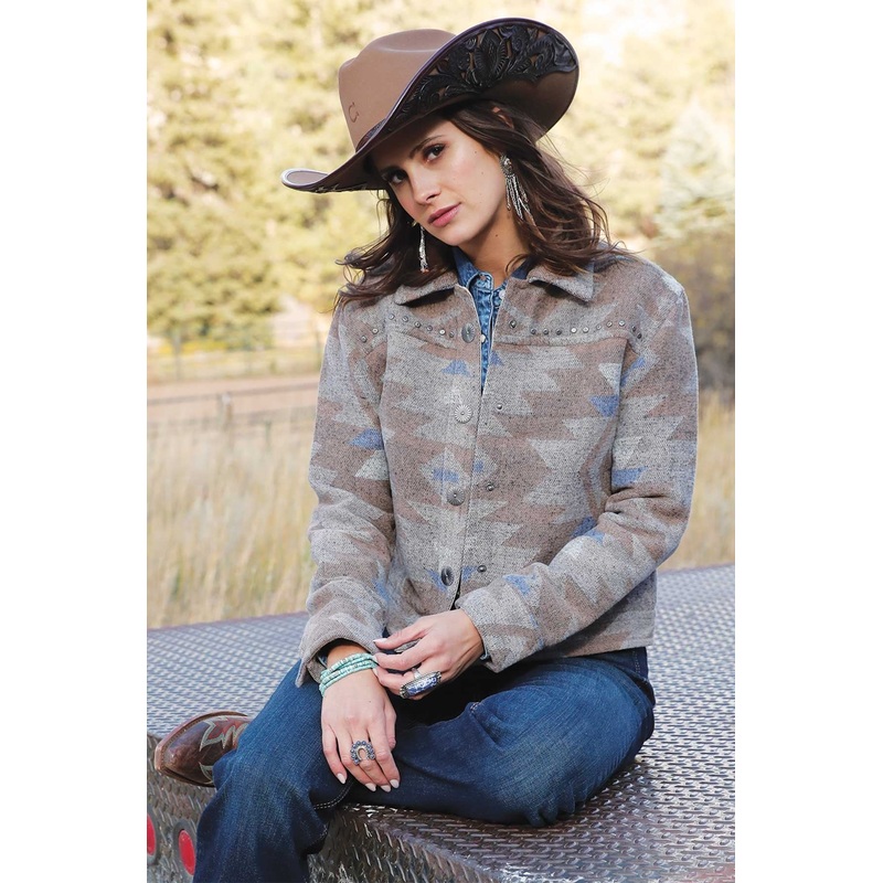 Women’s Tweed Trucker Jacket – Tan – (CWJ7481001)