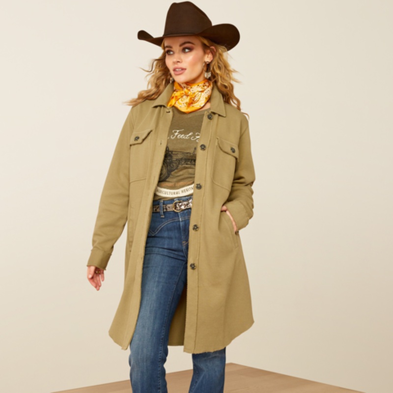 Women’s Vagabond Long Shirt Duster – Burnt Olive
