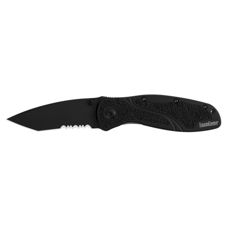 Bluer Tanto Serrated Knife – Black