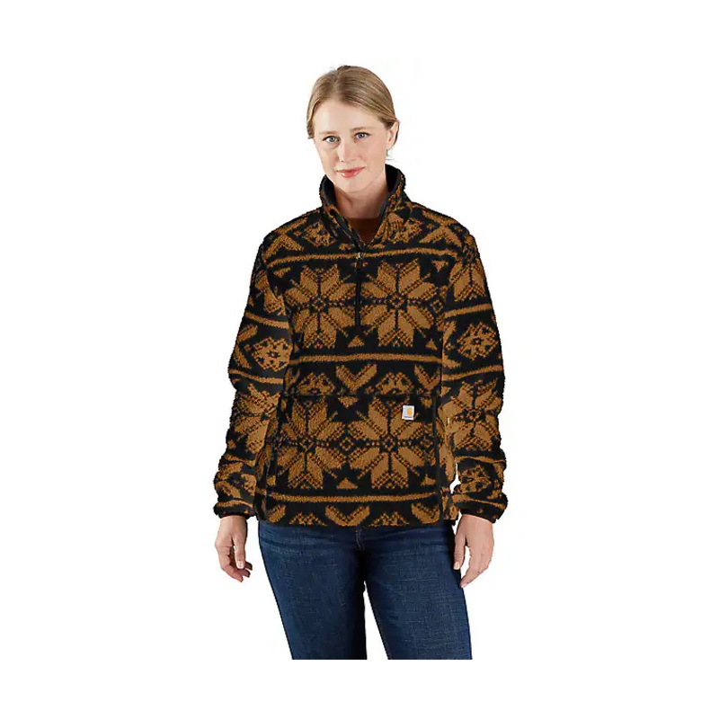 Women’s Loose Fit Fleece Pullover – 3 Warmest Rating – Black Fairisle