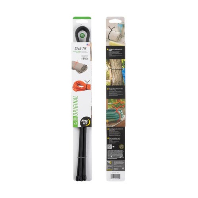 Gear Tie Reusable Rubber Twist Tie 2 Pk – Black 32 In