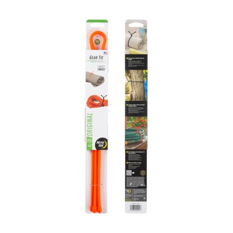 Gear Tie Reusable Rubber Twist Tie 2 Pk – Bright Orange 32 In