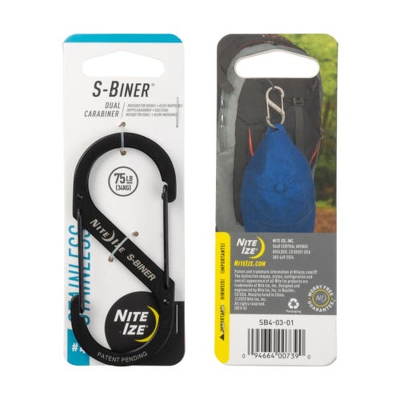 S-biner Stainless Steel Dual Carabiner #4 – Black/ss