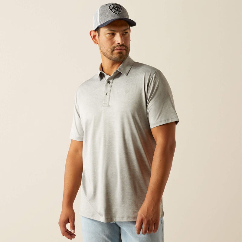 Mns Charger 2.0 Fitted Polo – Medium Grey Heather