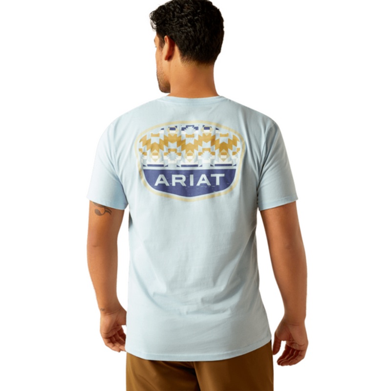 Mns Ogden Valley Badge T-shirt – Light Blue