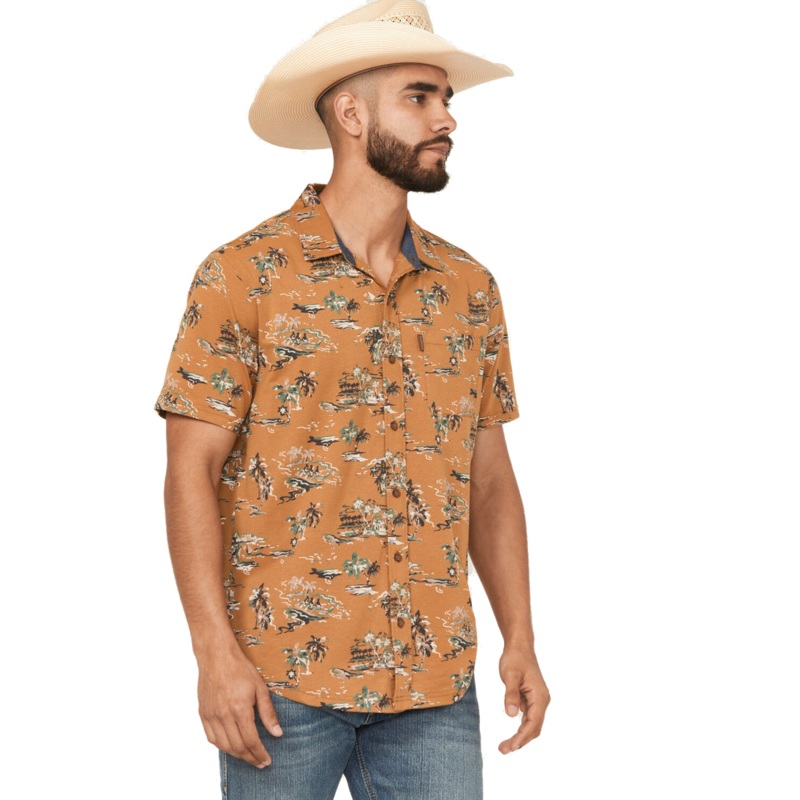 Mns Retro Button Down Shirt – Mocha