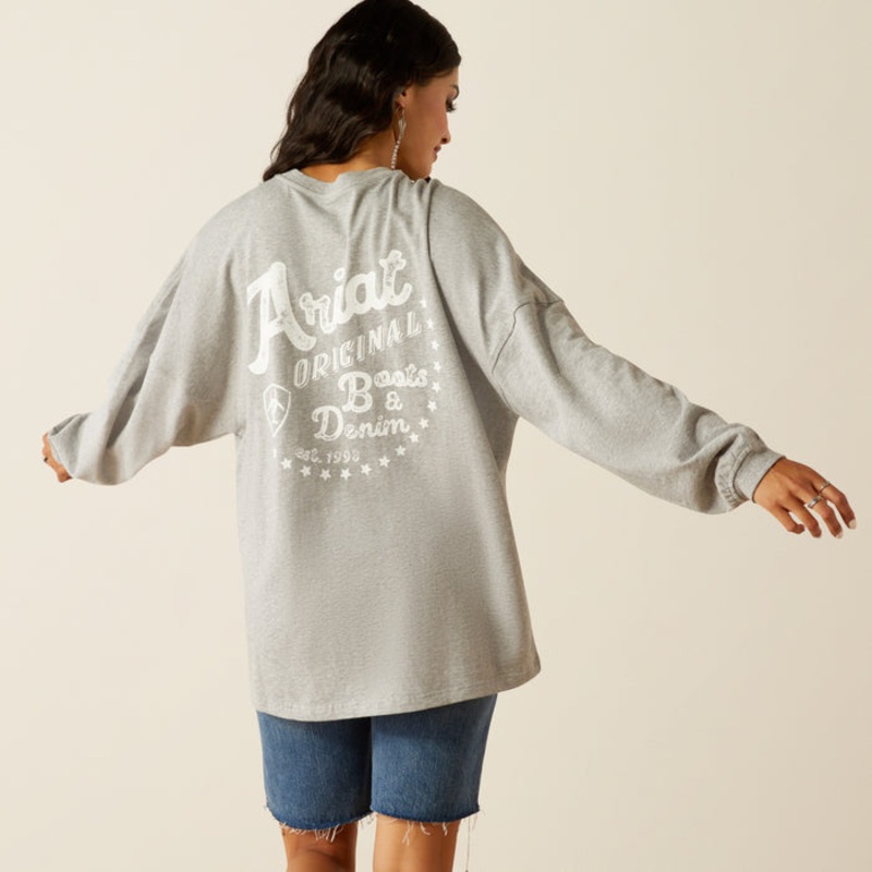 Wms Canvas Oversized T-shirt – Heather Grey