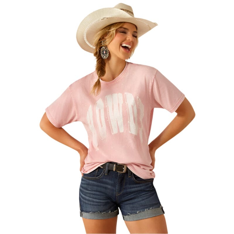 Wms Howdy T-shirt – Acid Wash Pink