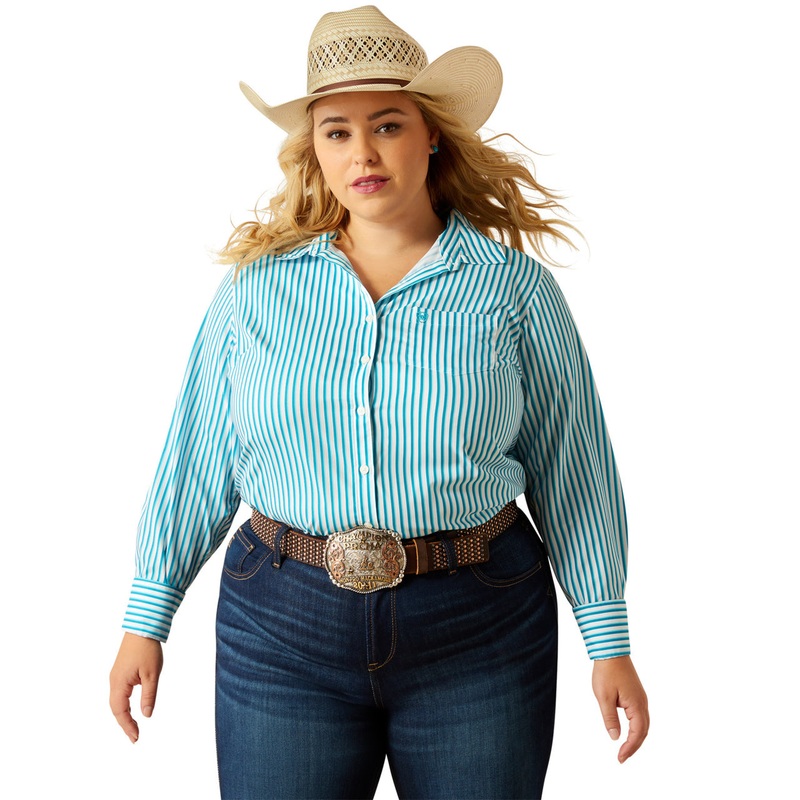 Wms Kirby Pro Shirt – Peacock Stripe