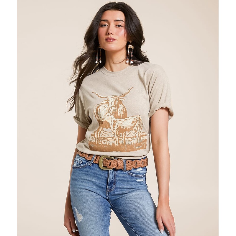 Wms Longhorn T-shirt – Oatmeal Heather