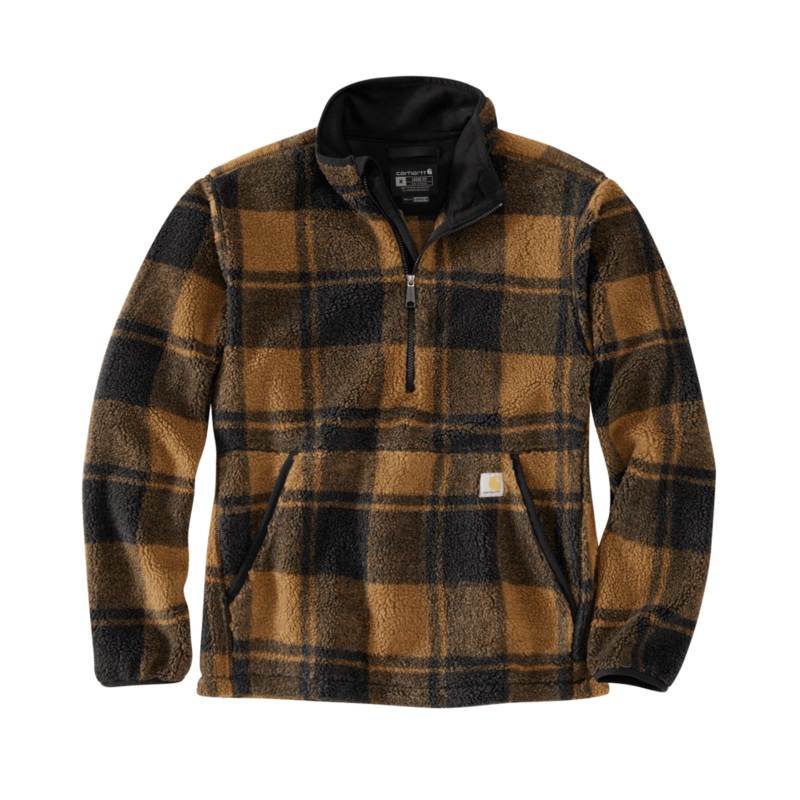 Loose Fit Fleece Pullover – 2 Warmer Rating – Carhartt Brown / Black Plaid