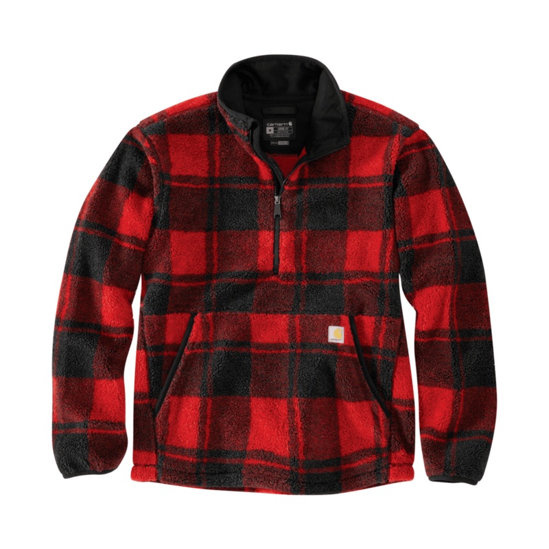 Loose Fit Fleece Pullover – 2 Warmer Rating – Crabapple / Black Plaid