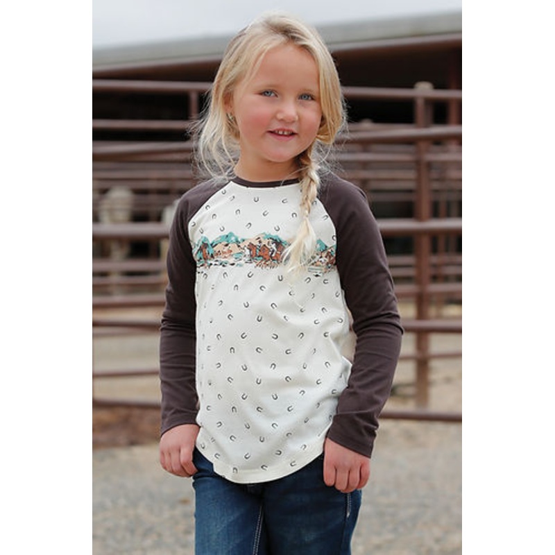Western Graphic Long Sleeve T-Shirt – White/Brown – (CTK3550012)