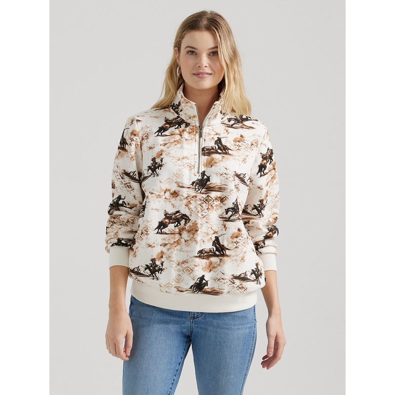 Bold Bucking Quarter Zip Sweatshirt – White