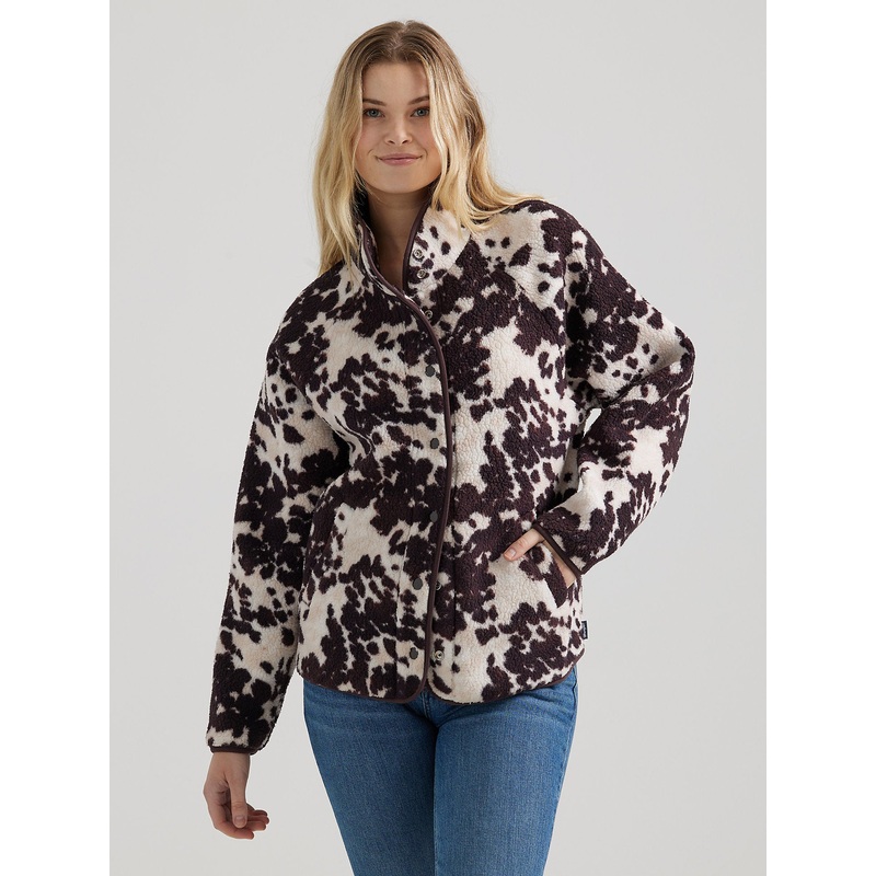 Cowhide Sherpa Snap Jacket – Brown Cow