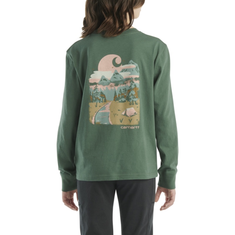 Girls’ Mountain Pocket Long Sleeve T-Shirt – Cilantro