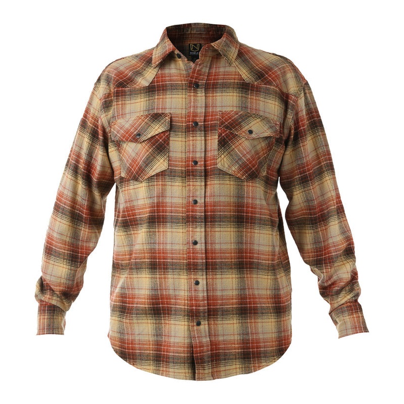 Men’s Brawny Snap Front Flannel Shirt – Caramel Plaid