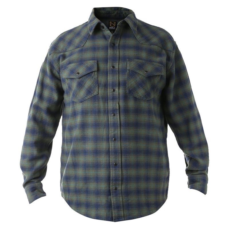 Men’s Brawny Snap Front Flannel Shirt – Navy Ombre