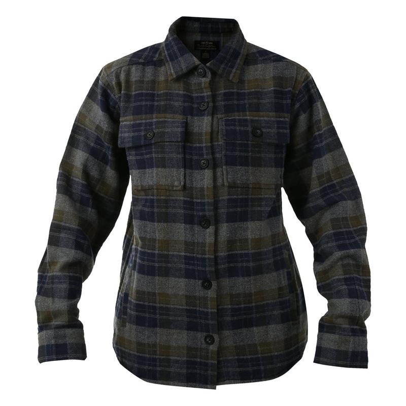 Women’s Brawny Shacket – Olive / Navy Plaid